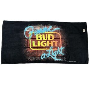 Anheuser Busch BUD LIGHT Beer Neon Gimme A Light Summer Beach Towel 1988 Vtg NWT